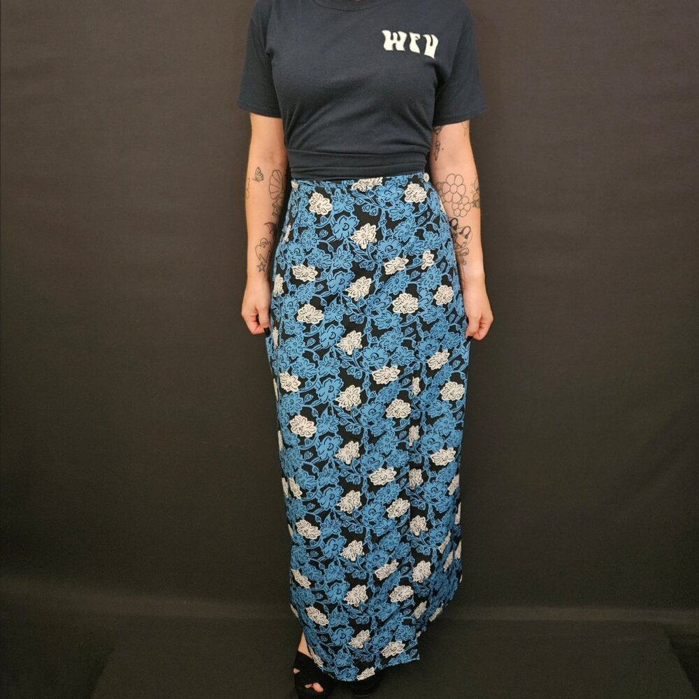 90s R-Wear Rampage Floral Wrap Maxi Skirt